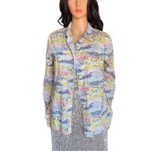Rare Margaret O'Leary Dainty floral pattern long sleeve tailored button up shirt